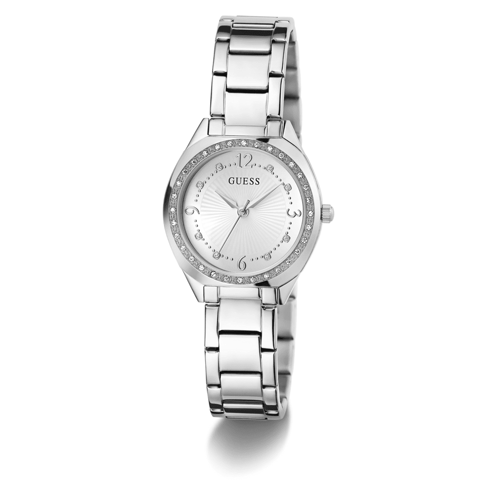 Guess Dress Charlotte Dress Silver-Tone Crystal Bezel Women's Watch GW0767L1 Watches Bevilles Jewellers
