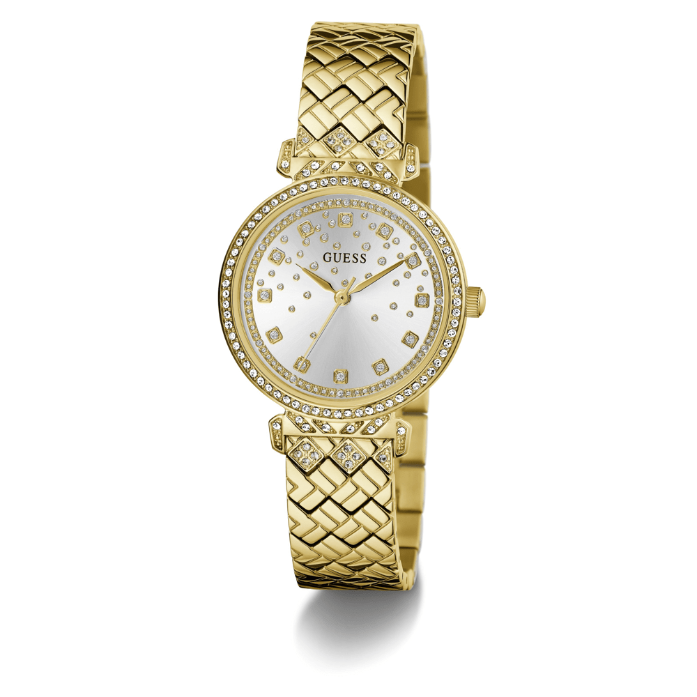 Guess Bejeweled Enchantment Bejeweled Gold-Tone Analogue Women's Watch GW0763L2 Watches Bevilles Jewellers