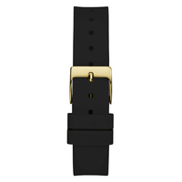 Guess Dress Eve Dress Gold Tone Black Silicone Watch GW0658L1 Watches Bevilles Jewellers