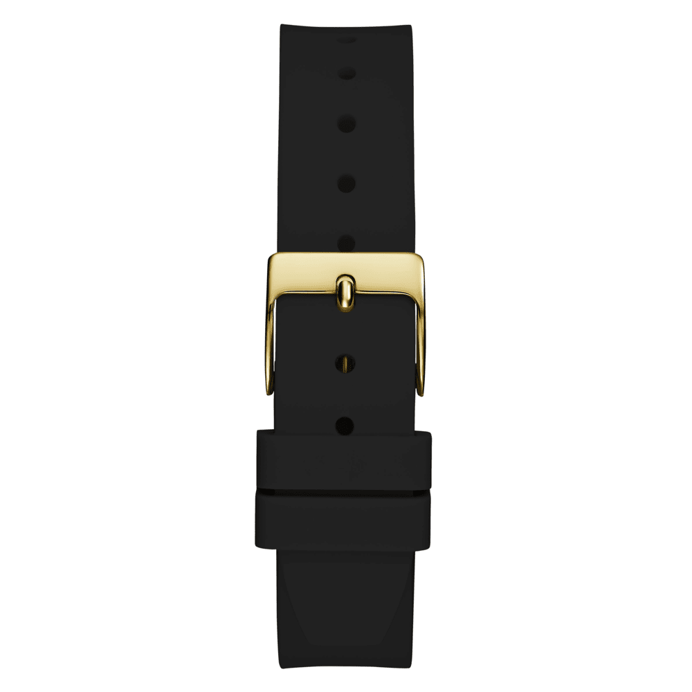 Guess Dress Eve Dress Gold Tone Black Silicone Watch GW0658L1 Watches Bevilles Jewellers