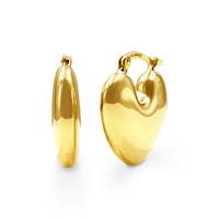 Bold Heart Huggie Earrings in 9ct Yellow Gold Silver Infused Bevilles Jewellers