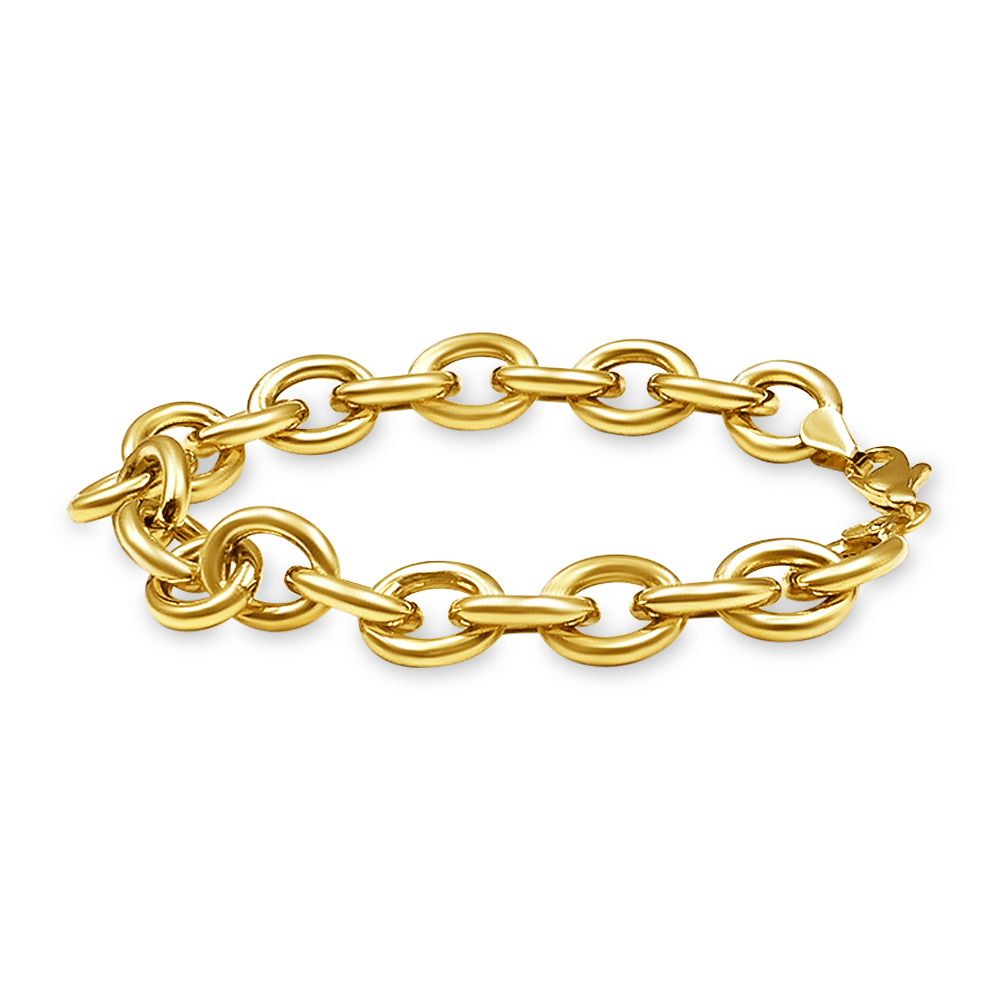 9ct Yellow Gold Silver Infused Large Open Link Bracelet Bevilles Jewellers