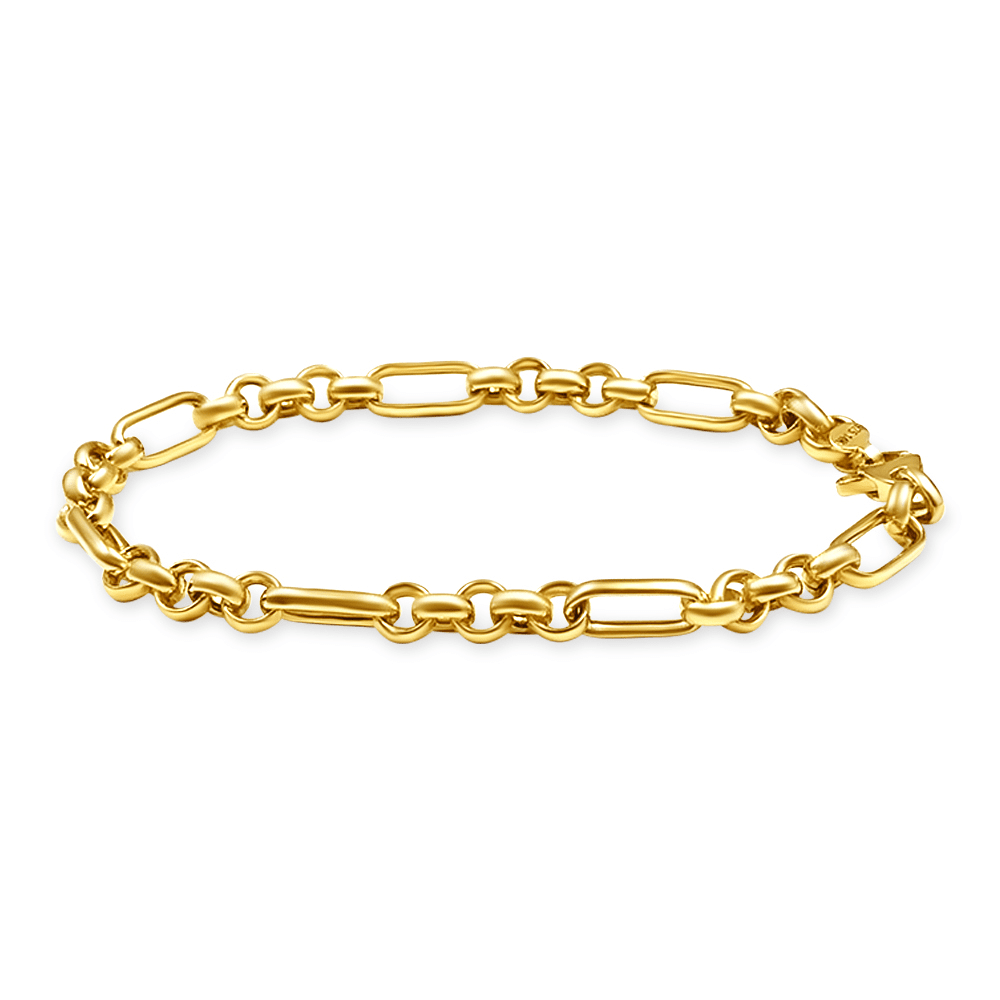 9ct Yellow Gold Silver Infused Paperclip Rolo Chain Bracelet Bevilles Jewellers