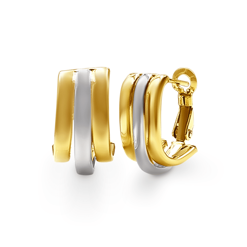 9ct Yellow Gold Silver Infused Two Tone Caged Stud Earrings Earrings Bevilles Jewellers