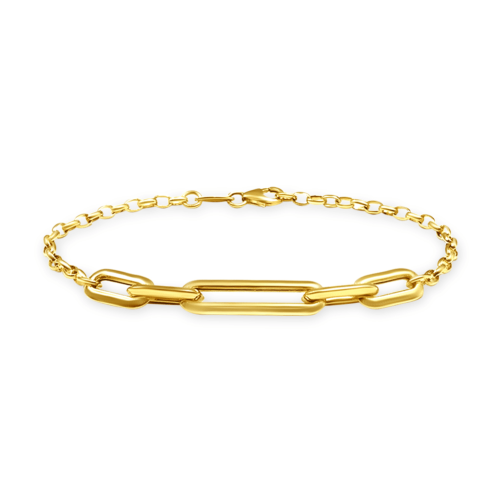 9ct Yellow Gold Silver Infused Chain Detail Bracelet Bracelets Bevilles Jewellers