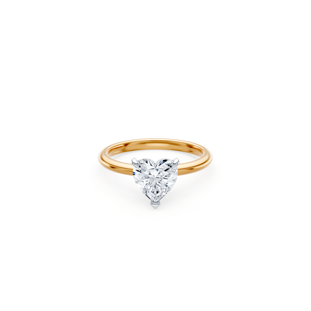 2.00ct Laboratory Grown Diamond Heart Cut Solitaire Ring in 18kt Yellow and White Gold Rings Bevilles