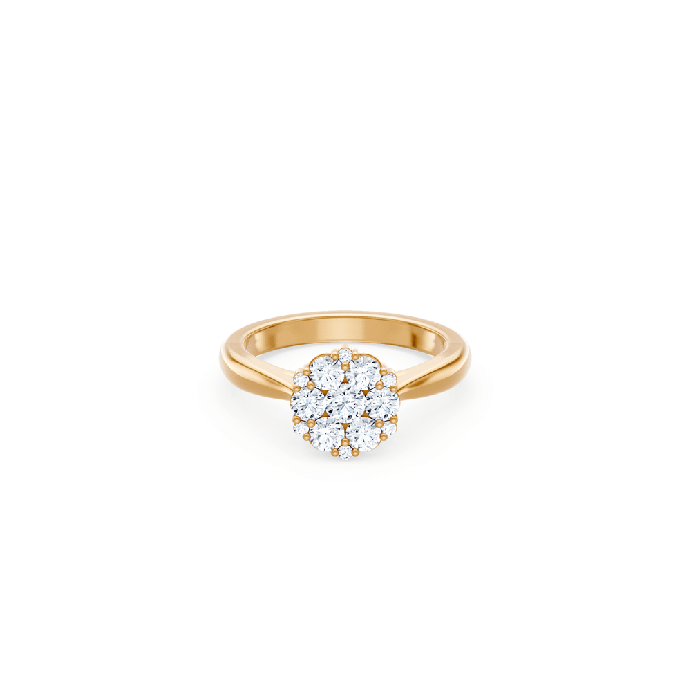 Flower Ring with 3/4ct of Laboratory Grown Diamonds in 9kt Yellow Gold
