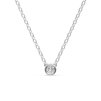 Bezel Pendant Necklace with 0.10ct of Laboratory Grown Diamonds in Sterling Silver and Platinum Bevilles Jewellers