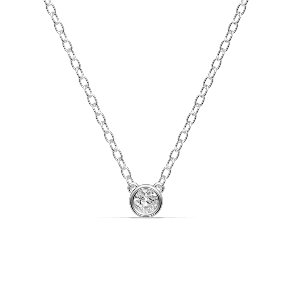Bezel Pendant Necklace with 0.10ct of Laboratory Grown Diamonds in Sterling Silver and Platinum Bevilles Jewellers
