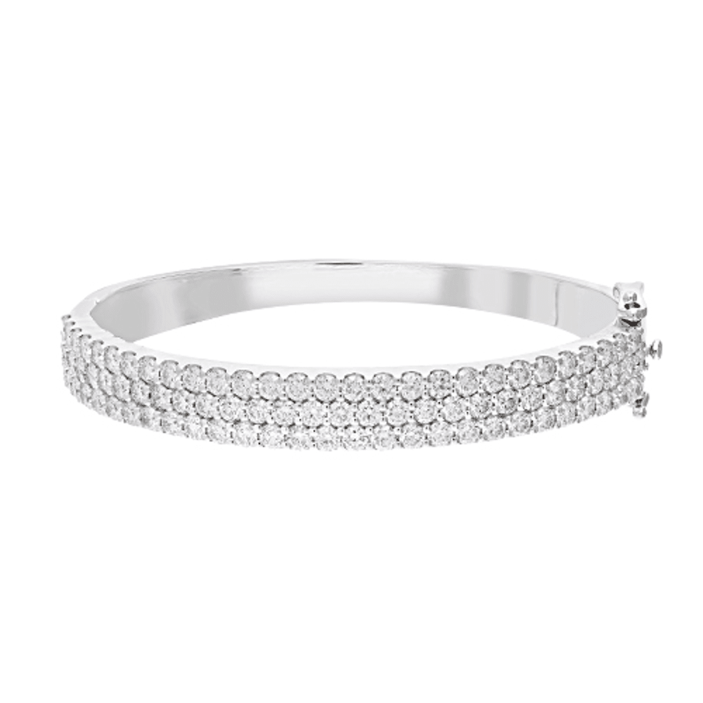 60mm Triple Row Dress Bangle with 7.00tw of Laboratory-Grown Diamonds in Sterling Silver and Platinum Bangles Bevilles