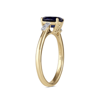 Created Saphire Ring with 0.07ct of Diamonds in 9ct Yellow Gold Bevilles Jewellers