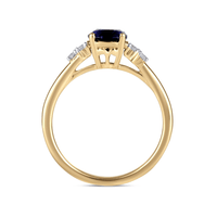Created Saphire Ring with 0.07ct of Diamonds in 9ct Yellow Gold Bevilles Jewellers