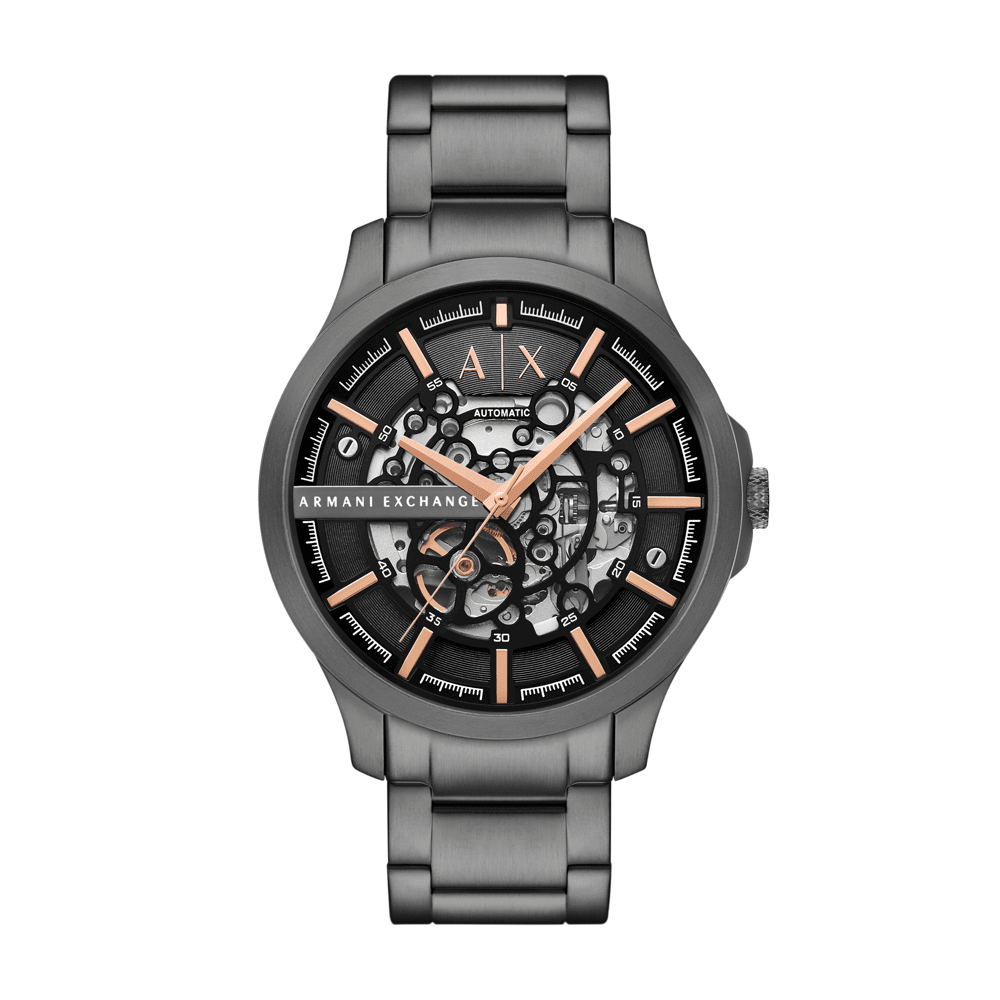Armani Exchange Automatic Gunmetal Stainless Steel Watch AX2458 Watches Armani Exchange