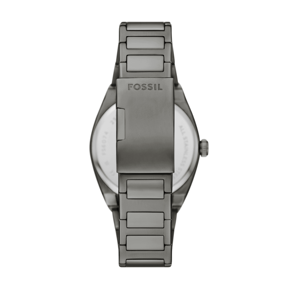 Fossil Everett Three-Hand Date Gunmetal Stainless Steel Watch FS6075 Watches Fossil