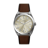 Fossil Everett Three-Hand Date Brown Leather Watch FS6071 Watches Fossil