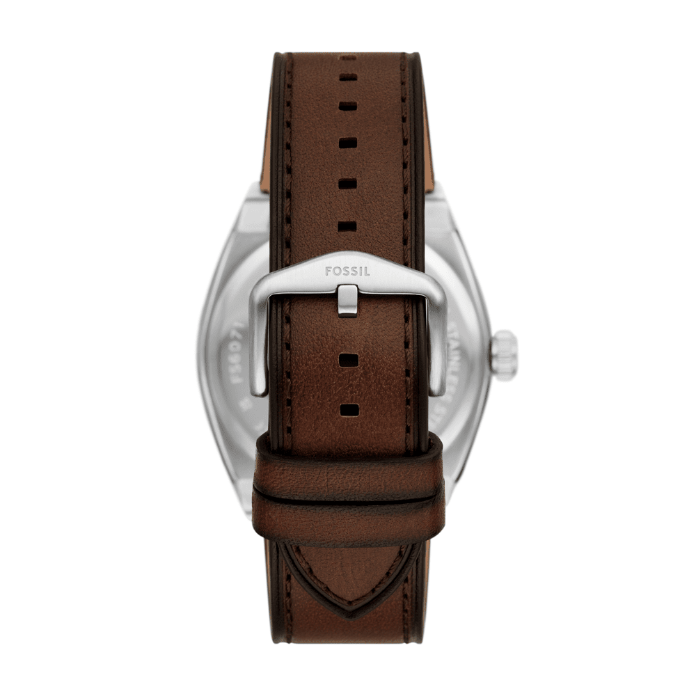 Fossil Everett Three-Hand Date Brown Leather Watch FS6071 Watches Fossil