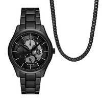 Armani Exchange Multifunction Black Stainless Steel Watch and Necklace Set AX7160SET Watches Armani Exchange