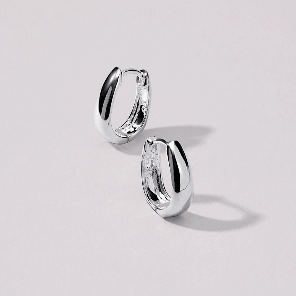 10mm Tappered Huggie Earrings in Sterling Silver Earrings Bevilles