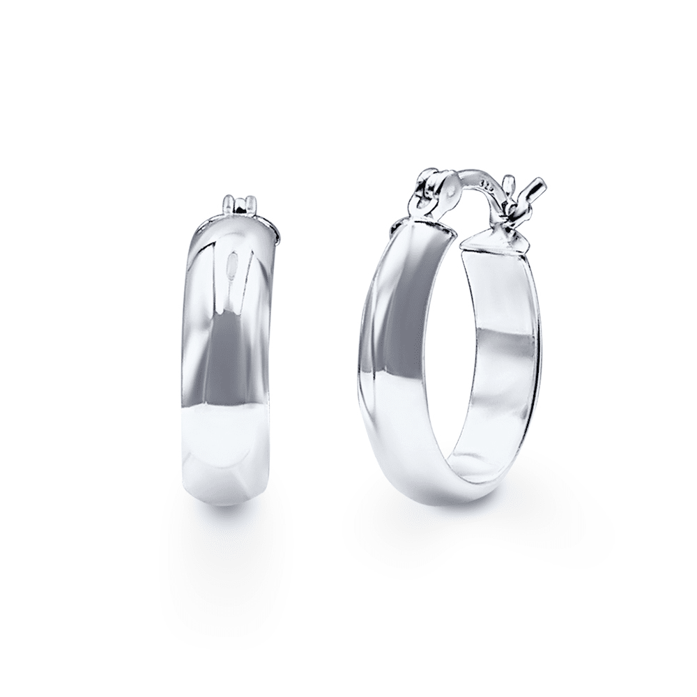 15mm Oval Hoop Earrings in Sterling Silver Earrings Bevilles
