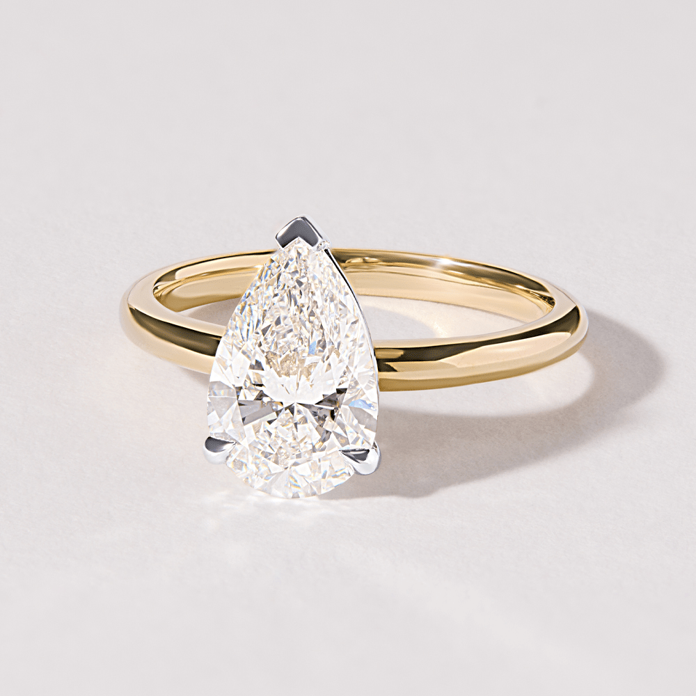 2.00ct Pear Solitaire Laboratory-Grown Diamond Ring in 18kt Yellow Gold and 18kt White Gold Rings Bevilles