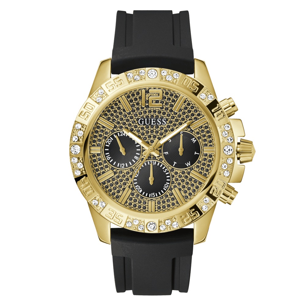 GUESS Men's Black Gold Tone Multi-function Watch GW0909G2 Watches Guess