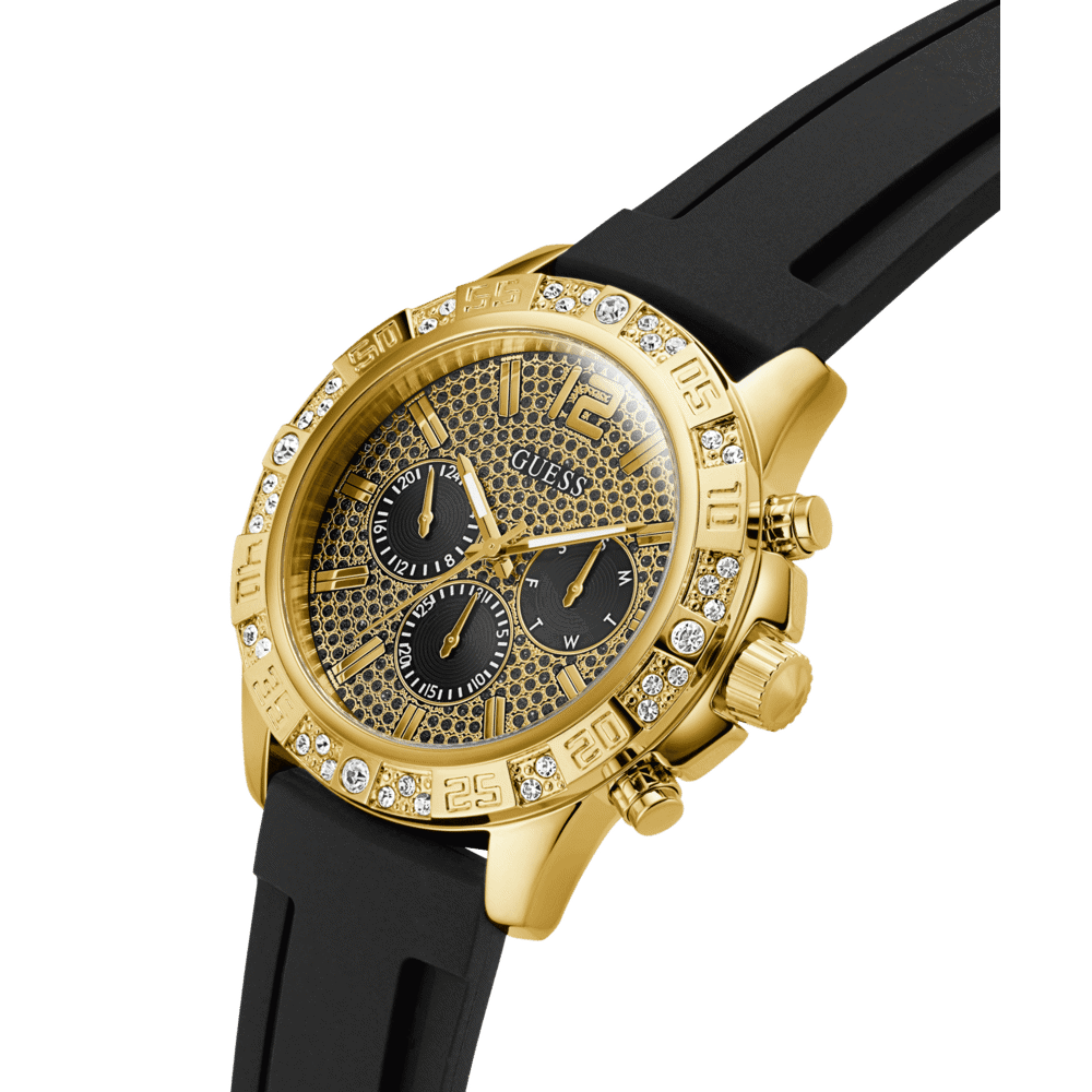 GUESS Men's Black Gold Tone Multi-function Watch GW0909G2 Watches Guess