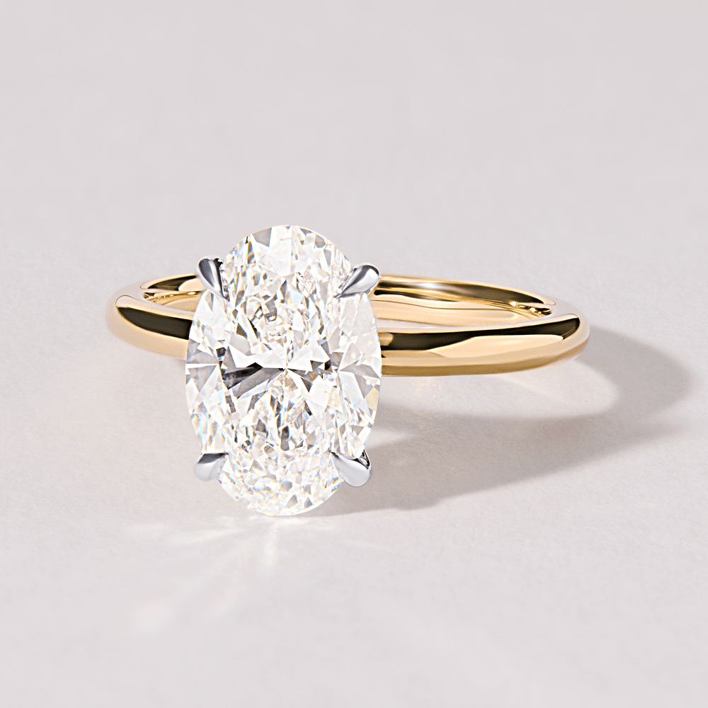 3.00ct Oval Solitaire Laboratory-Grown Diamond Ring in 18kt Yellow Gold and 18kt White Gold Rings Bevilles