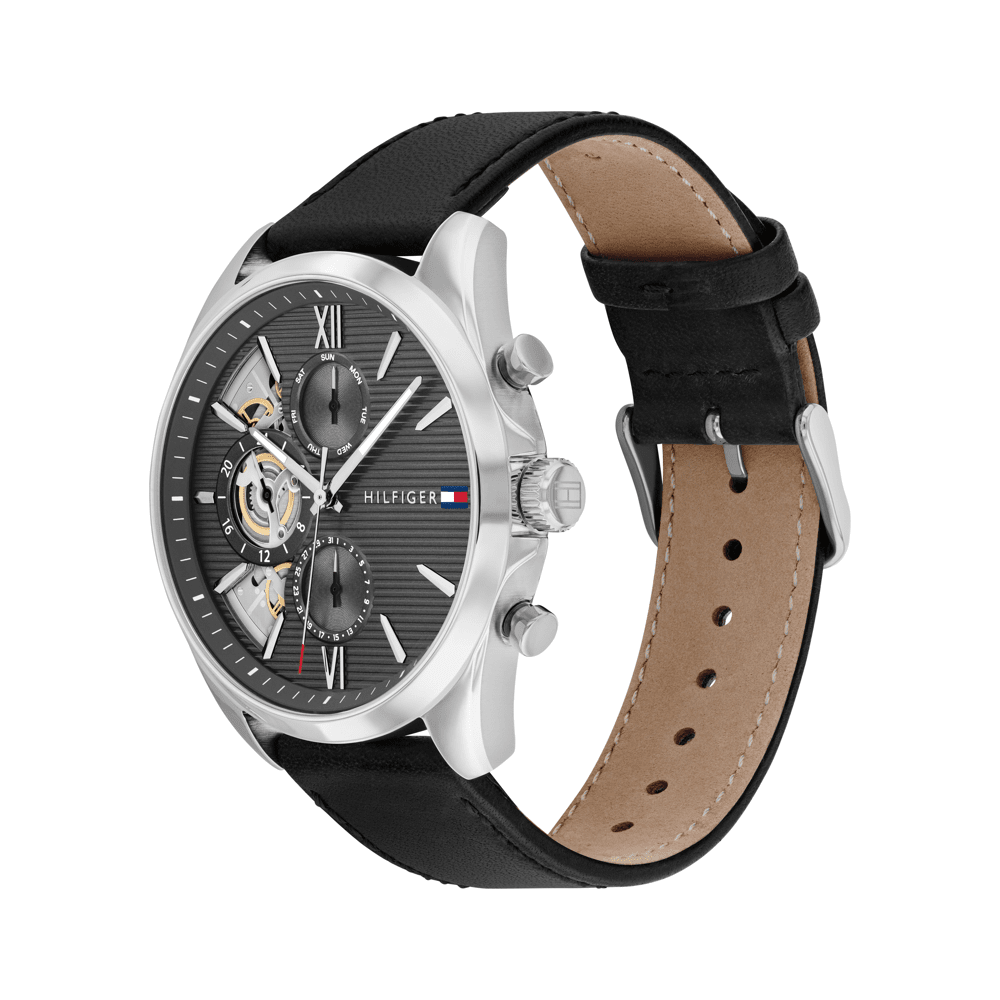 Tommy Hilfiger Baker Black Leather Dark Grey Dial Men's Watch 1710644 Watches Tommy Hilfiger