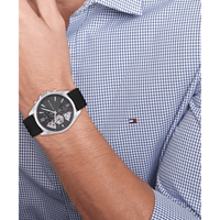 Tommy Hilfiger Baker Black Leather Dark Grey Dial Men's Watch 1710644 Watches Tommy Hilfiger