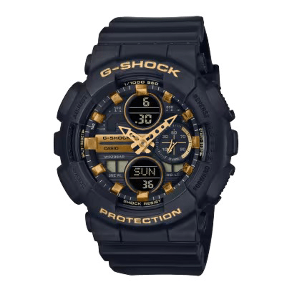 Casio G Shock Ladies Black and Gold Watch GMAS140M-1A Watches Casio G Shock