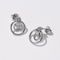 Double Strand Door Knocker Stud Earrings in Sterling Silver Earrings Bevilles