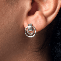 Double Strand Door Knocker Stud Earrings in Sterling Silver Earrings Bevilles