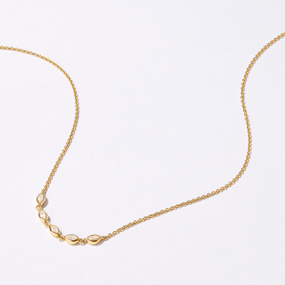 Cubic Zirconia Marquise Necklace in 18kt Gold Plated Sterling Silver Necklaces Bevilles