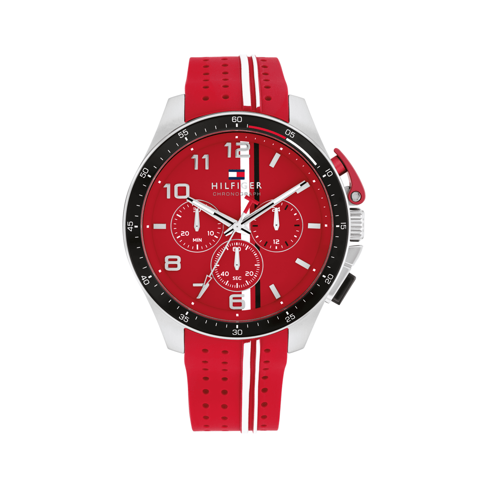 Tommy Hilfiger Bank Red Silicone Red Dial Men's Watch 1792170 Watches Tommy Hilfiger