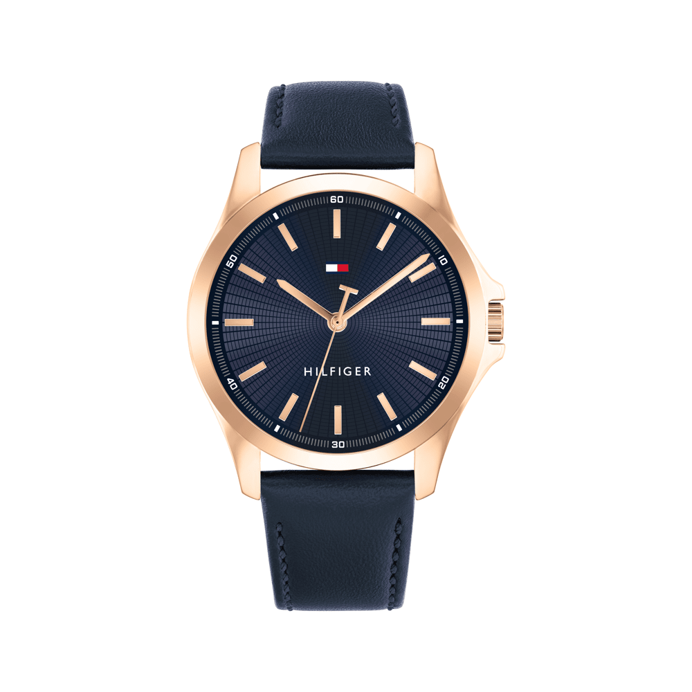 Tommy Hilfiger Bruce Blue Leather Navy Dial Men's Watch 1792189 Watches Tommy Hilfiger
