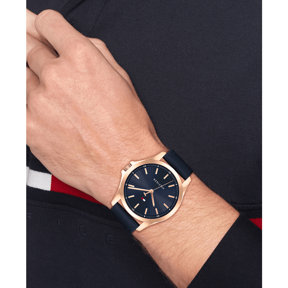 Tommy Hilfiger Bruce Blue Leather Navy Dial Men's Watch 1792189 Watches Tommy Hilfiger