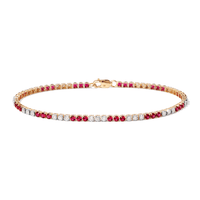18cm Alternating Created Ruby Tennis Bracelet with 0.25tw of Laboratory-Grown Diamonds in 9kt Yellow Gold Bracelets Bevilles