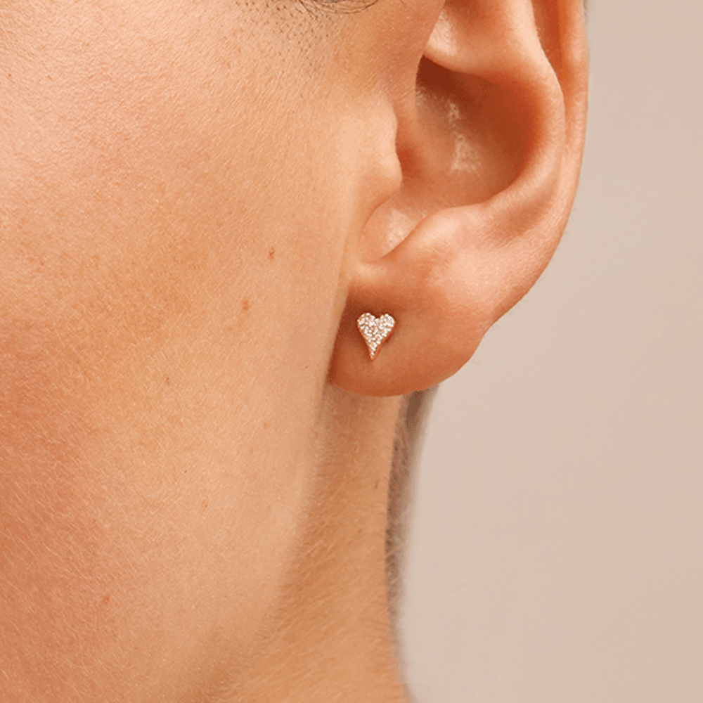 Cluster Heart Stud Earrings with 0.05tw of Laboratory-Grown Diamonds in 9kt Yellow Gold Earrings Bevilles