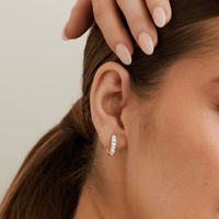 Channel Set Hoop Earrings with 0.50tw of Laboratory-Grown Diamonds in Sterling Silver and Platinum Earrings Bevilles