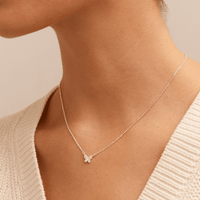 45cm Cubic Zirconia Pavé Butterfly Necklace in Sterling Silver Pendants Bevilles