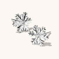 Cubic Zirconia Snowflake Stud Earrings in Sterling Silver Earrings Bevilles