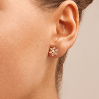 Cubic Zirconia Snowflake Stud Earrings in Sterling Silver Earrings Bevilles