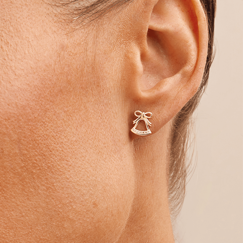 Cubic Zirconia Bell Stud Earrings in Sterling Silver Earrings Bevilles