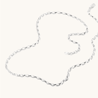 45cm 2.5mm Width Oval Belcher Chain in Sterling Silver Necklaces Bevilles