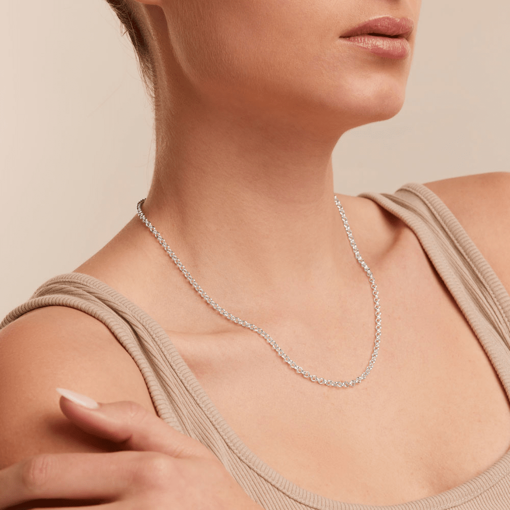 45cm 2.5mm Width Oval Belcher Chain in Sterling Silver Necklaces Bevilles