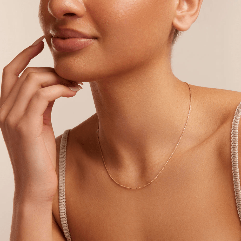 45cm Faceted Singapore Chain in 9kt Yellow Gold Necklaces Bevilles