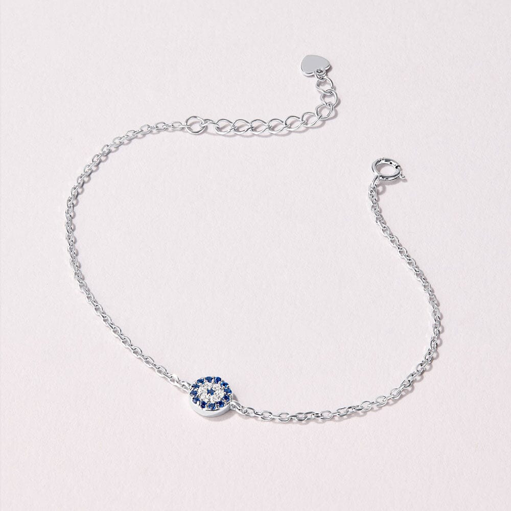 19cm Sterling Silver White and Blue Cubic Zirconia Evil Eye Bracelet Bracelets Bevilles