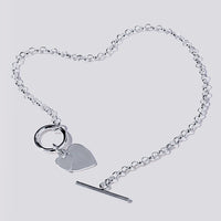 Sterling Silver Heart Charm Toggle Belcher Bracelet 19cm Bracelets Bevilles