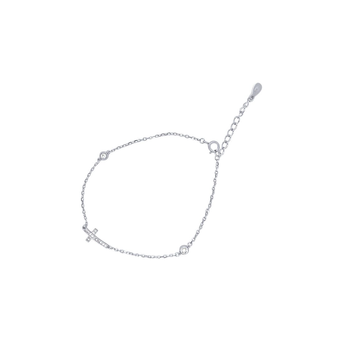 Cross Bracelet with Cubic Zirconia in Sterling Silver Bracelets Bevilles