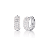 Dome Hoop Earrings with Cubic Zirconia in Sterling Silver Earrings Bevilles